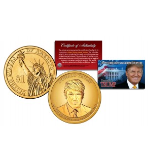 DONALD J. TRUMP Official 45th President Golden-Hue PRESIDENTIAL DOLLAR $1 U.S. Legal Tender Coin 
