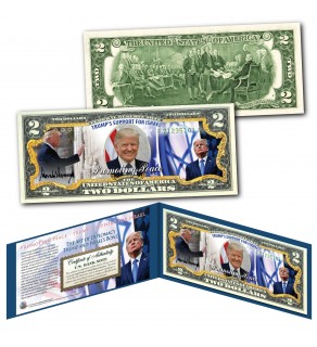 DONALD TRUMP Support for ISRAEL Promoting Peace Genuine Legal Tender U.S. President $2 Bill