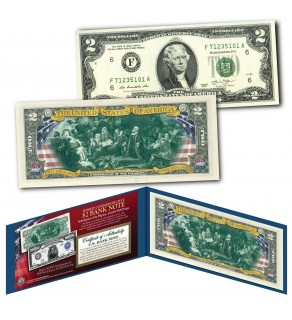 1918 Series Embarkation of the Pilgrims Hybrid Commemorative $10,000 Federal Reserve Note designed on modern Genuine $2 U.S. Bill