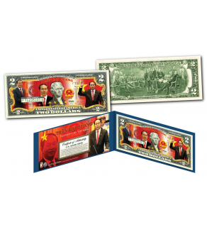 TRAN DAI QUANG * President of Vietnam * Official Colorized U.S. Genuine Legal Tender U.S. $2 Bill with Certificate & Display Folio 