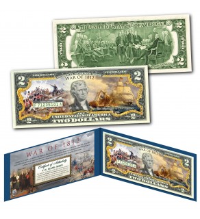 WAR OF 1812 Second War of Independence USA vs Great Britain Genuine Legal Tender U.S. $2 Bill