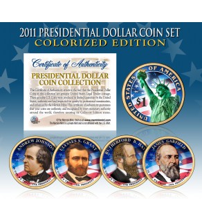 2011 Presidential $1 Dollar U.S. COLORIZED - Complete 4-Coin Set - with Capsules