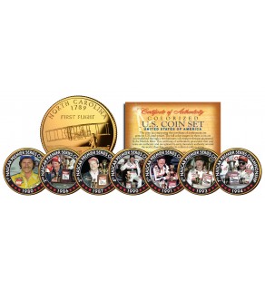 DALE EARNHARDT - 7-Time Champ - 24K Gold Plated North Carolina Quarters US 7-Coin Set - Officially Licensed