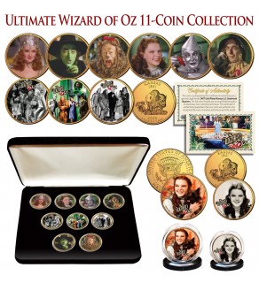 WIZARD OF OZ Kansas State Quarter 24K Gold Plated ULTIMATE 9-Coin Collection with Display BOX & 2-FREE Bonus Coins - Officially Licensed
