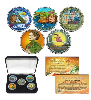 2023 COLORIZED American Women Quarters US Mint 5-Coin Full Set in Capsules with Display Box