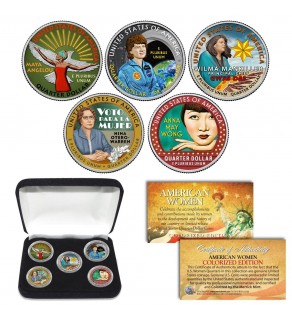 2022 COLORIZED American Women Quarters US Mint 5-Coin Full Set in Capsules with Display Box