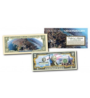 ONE WORLD OBSERVATORY Colorized $2 Bill U.S. Genuine Legal Tender WORLD TRADE CENTER WTC