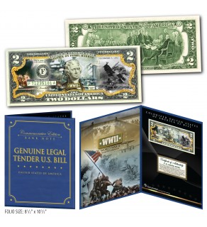 ATTACK ON PEARL HARBOR - December 7th1941 - WWII Genuine Legal Tender U.S. $2 Bill in Large Collectors Folio Display 