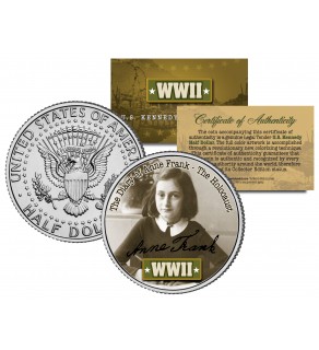 World War II - ANNE FRANK - Colorized JFK Kennedy Half Dollar US Coin - THE HOLOCAUST - THE DIARY OF ANNE FRANK