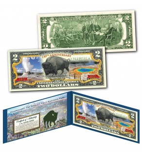 YELLOWSTONE NATIONAL PARK 150TH ANNIVERSARY 1872-2022 Genuine Official Legal Tender U.S. $2 Bill (1901 Bison Edition)