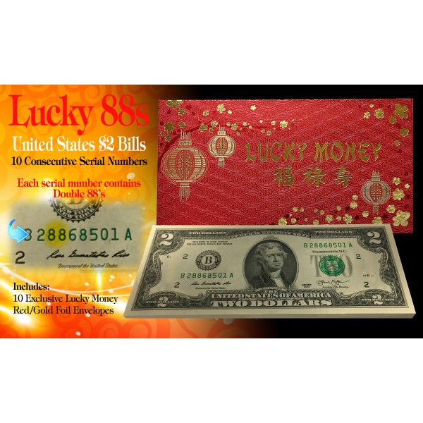 Set Of 12 Chinese Lunar Zodiac Year Colorized USA $2 Dollar Bill Certified 