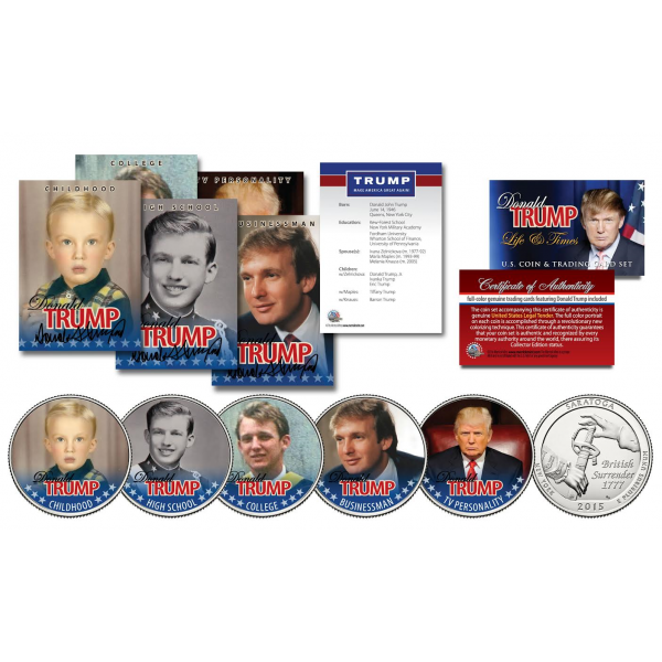 5 cards PRESIDENT DONALD TRUMP 2016  Life & Times official trading card set 