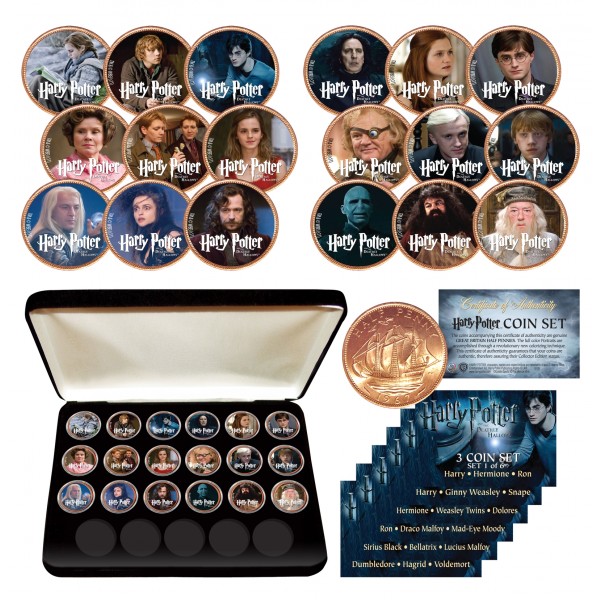 Harry Potter DEATHLY HALLOWS Colorized British Halfpenny 3-Coin Set Set 5 of 6 