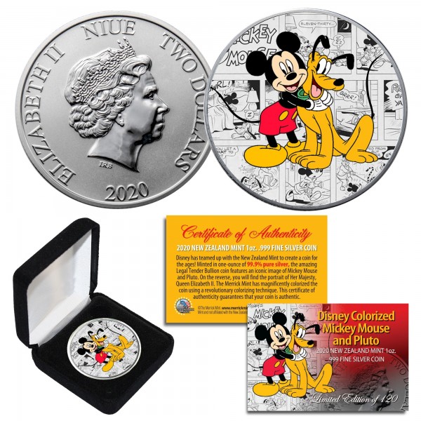 2019 Niue Silver Disney Mickey Fantasia 1 oz 999 $2 BU Coin Capsule Wizard 
