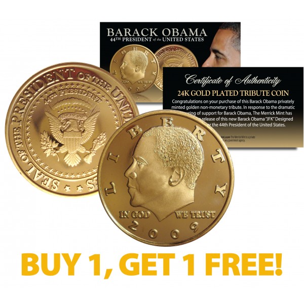 BARACK OBAMA US MINT PRESIDENTIAL 24K GOLD PLATED DOLLAR COIN WITH GIFT //BOX