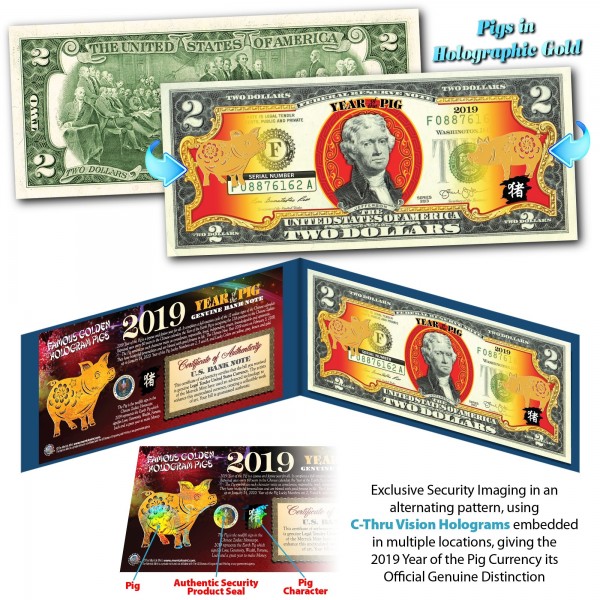 2021 Chinese Lunar New Year Two-Dollar U.S Collectible GOLD HOLOGRAM YEAR OF THE OX in Blue Folio 