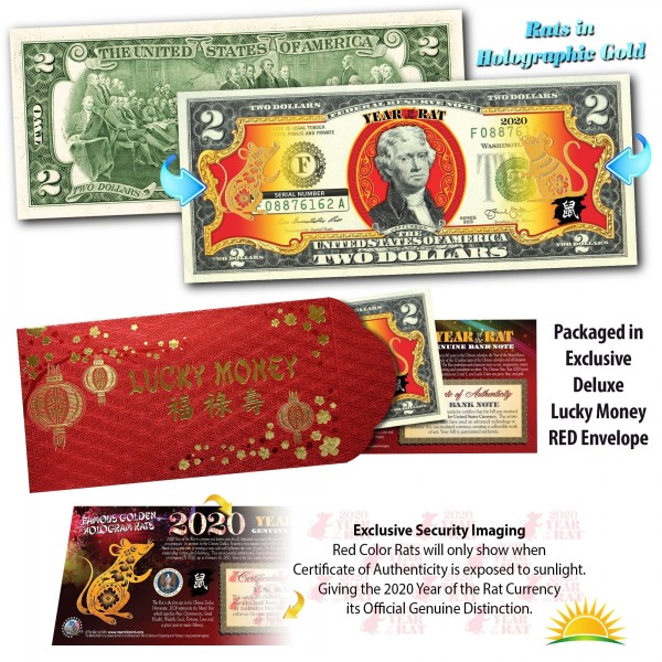 Details about   2020 Lunar Chinese YEAR  Lucky Money US $1 Bill Red Foldover S/N 8888 