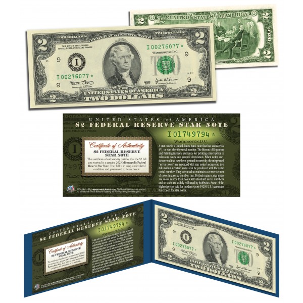 $2 Dollar Bill Uncirculated World Reserve Monetary Exchange Holder 2003 