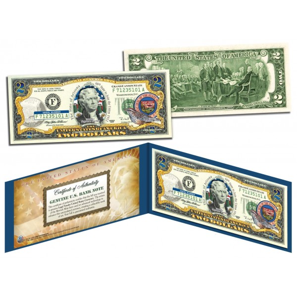 $2 Bill w/Security Features ARIZONA State/Park COLORIZED Legal Tender U.S 