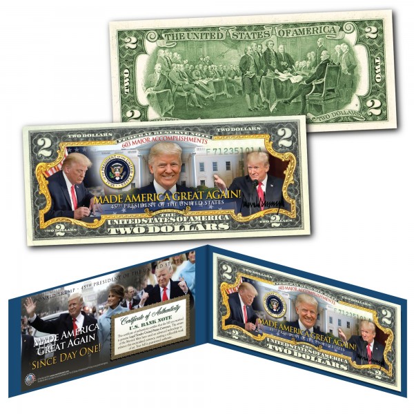 Genuine $2 Bill THE TRUMPS THE FIRST FAMILY Donald Trump 45th President U.S 