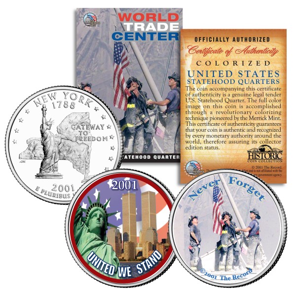 WORLD TRADE CENTER 9/11 Colorized New York State Quarters U.S. 2-Coin ...