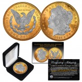 1921 Original AU MORGAN SILVER Dollar 24KT GOLD Plated with 2-Sided PLATINUM Highlights 