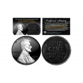 BLACK RUTHENIUM 1943 Genuine Steel Wartime Wheat Penny U.S. Coin with SILVER Clad Lincoln Portrait  
