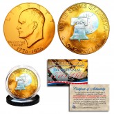 1976 Bicentennial Genuine U.S. IKE Eisenhower Coin - 24K Gold Plated & Prism Hologram