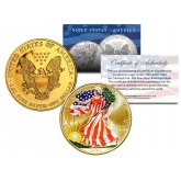 Colorized 2001 AMERICAN SILVER EAGLE 1 Oz Dollar U.S. Coin 24K GOLD PLATED 
