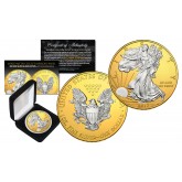 2018 Silver Eagle Uncirculated 1 oz Ounce U.S. Coin * Mixed-Metals Select Mirror Finish * .999 FINE SILVER GILDED with 24K Gold Backdrop (with BOX) 
