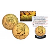 24K GOLD PLATED 2022 JFK Kennedy Half Dollar U.S. Coin with Capsule and COA