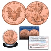  2019 Genuine 1 oz .999 Fine Silver American Eagle * Full 24KT ROSE Gold Plated * U.S. Coin