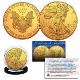  2020 Genuine 1 oz .999 Fine Silver American Eagle U.S. Coin * Full 24KT Gold Plated * 