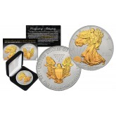 2021 American Silver Eagle Uncirculated 1 oz One Ounce U.S. Coin with * Mixed-Metals Select Matte Imaging * 24KT GOLD GILDED EDITION  with .999 Silver Matte Backdrop (with BOX)