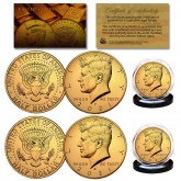 24K GOLD PLATED 2021 JFK Kennedy Half Dollar U.S. 2-Coin Set - Both P & D MINT - with Capsules and COA