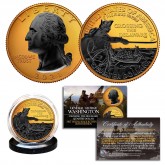 2021 WASHINGTON CROSSING DELAWARE 24K GOLD Plated 2-Sided Quarter with Black RUTHENIUM Highlights Obverse & Reverse
