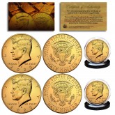 24K GOLD PLATED 2022 JFK Kennedy Half Dollar U.S. 2-Coin Set - Both P & D MINT - with Capsules and COA