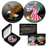 Dual BLACK RUTHENIUM COLORIZED 2-Sided 2022 Genuine 1 OZ .999 Fine Silver BU American Eagle U.S. Coin with BOX - TYPE 2