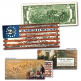 2nd Amendment Right of the People to Keep and Bear Arms Genuine Legal Tender U.S. $2 Bill - AMERICAN FLAG