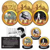 ELVIS PRESLEY Life and Times Official Statehood Quarters 3-Coin Set 24K Gold Plated - Officially Licensed
