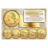 2006 US Statehood Quarters 24K GOLD PLATED - 5-Coin Complete Set - with Capsules & COA