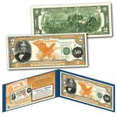 1882 Series Silas Wright $50 Gold Certificate designed on a New Modern Genuine U.S. $2 Bill