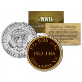 World War II - PO BOX 1142 Alexandria VA - Colorized JFK Half Dollar U.S. Coin - WWII Secret POW Camp