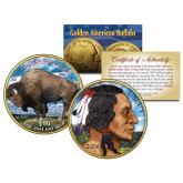 Colorized 2021 AMERICAN GOLD BUFFALO Colorized Indian Coin - 24K Gold Plated