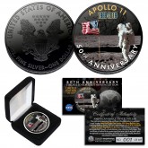 BLACK SPACE RUTHENIUM Man on Moon Landing 1969-2019 50th Anniversary Genuine 1 OZ 2019 American Silver Eagle Coin with BOX