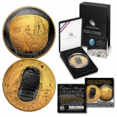 Apollo 11 50th Anniversary 2019 Curved Five Ounce Proof Silver Dollar – BLACK RUTHENIUM / 24K GOLD - Limited & Numbered of 19