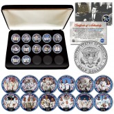 APOLLO ASTRONAUT CREWS - Colorized JFK Half Dollar U.S. 12-Coin Set - NASA Space Program with Premium Deluxe Display BOX