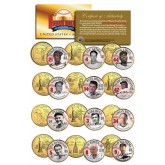 GOLDEN BASEBALL LEGENDS - Hall of Fame - State Quarters US 12-Coin Set 24K Gold Plated