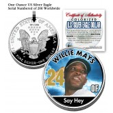 WILLIE MAYS 2006 American Silver Eagle Dollar 1 oz U.S. Colorized Coin Baseball - Officially Licensed