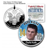 PETE ROSE 2006 American Silver Eagle Dollar 1 oz U.S. Colorized Coin Baseball - Officially Licensed
